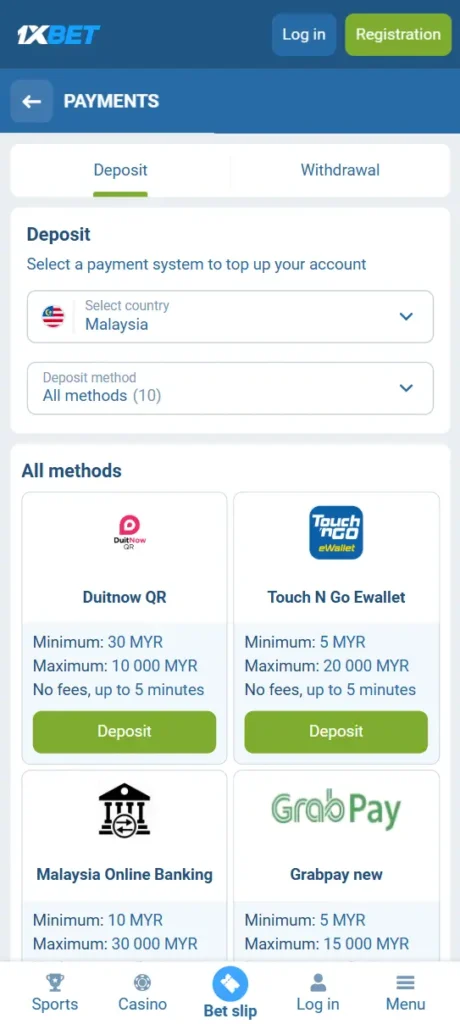 1xBet Payment Methods